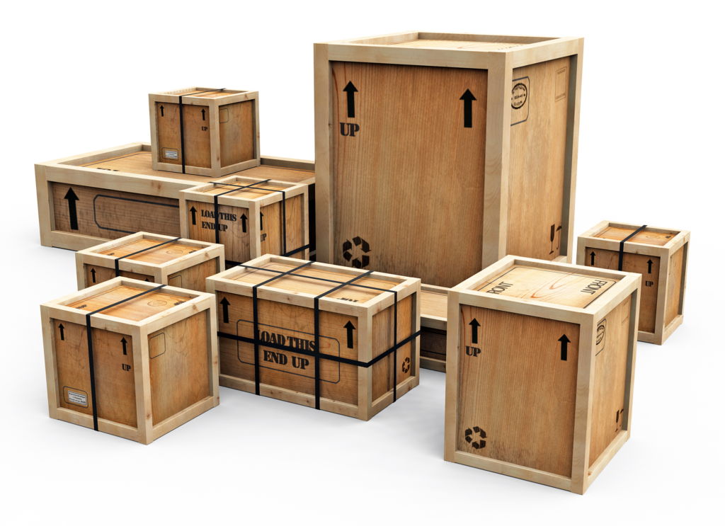 Wood crates of various sizes